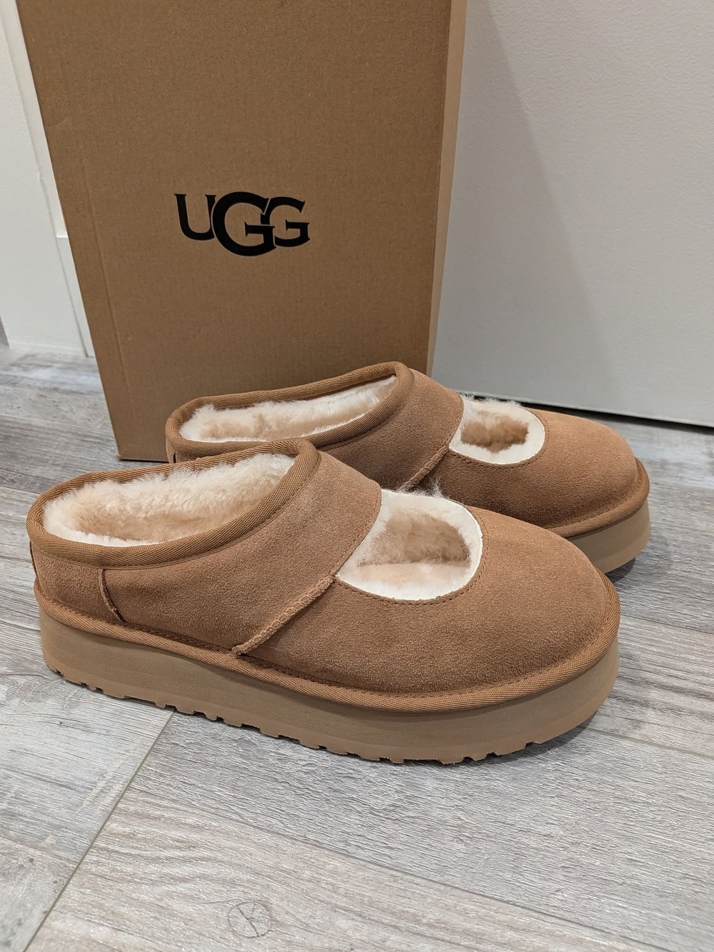 UGG Women's Chestnut Suede Shearling Mary Jane Slip-On